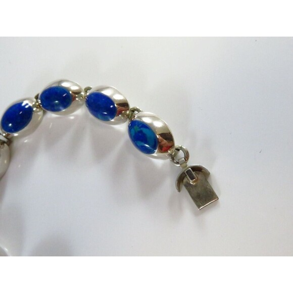Sterling Silver 7 3/4" Bracelet Azurite-Malachite Blue Green Polished Cabochon - Picture 7 of 12